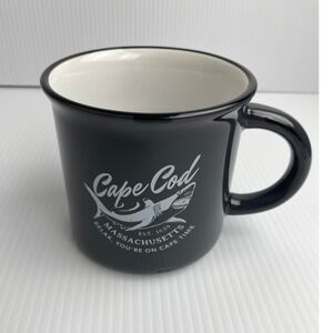 Cape Cod Massachusetts Shark Mug Black White Coffee Tea Drinkware